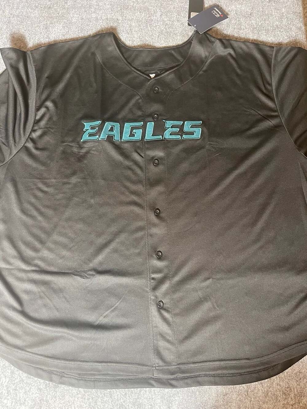 Mens Fanatics Philadelphia Eagles NFL Jalen Hurts #1 Button Up 4XL Black Jersey